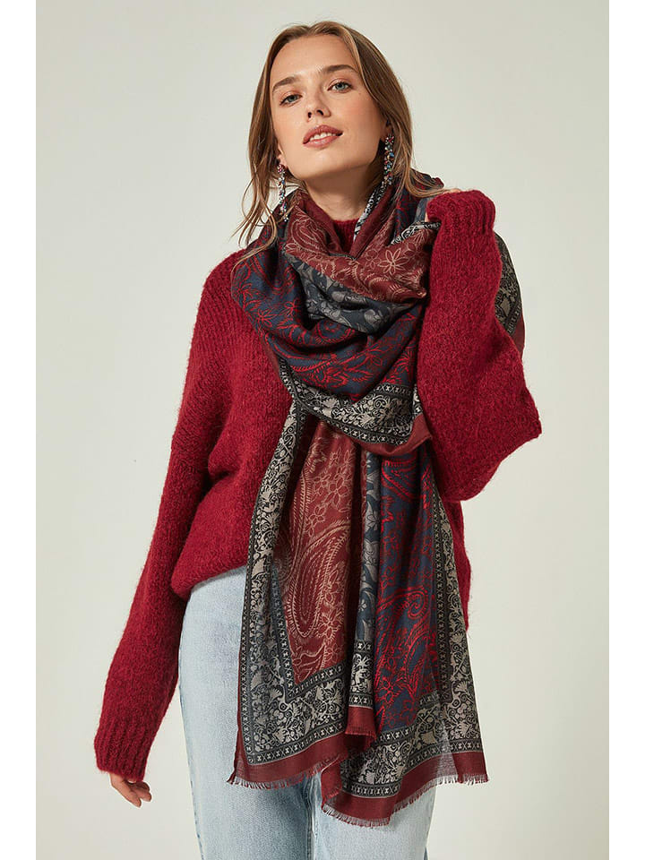 Lucky Bees Szal w kolorze czerwono-granatowym - 180 x 90 cm rozmiar: onesize