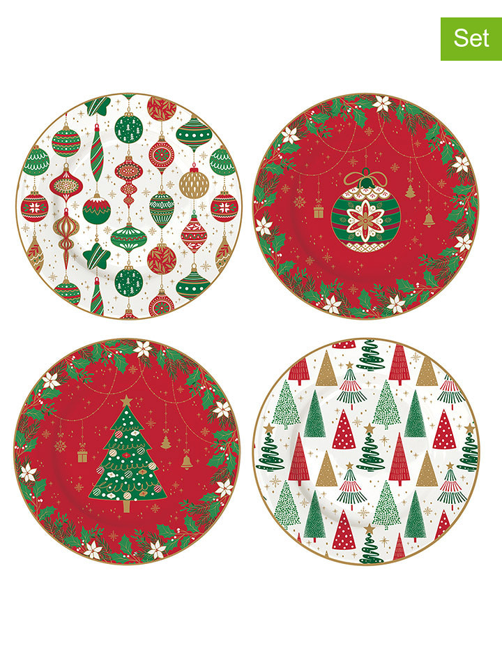 Easy Life Talerzyki deserowe (4 szt.) w kolorze zielono-czerwonym - Ø 19 cm rozmiar: onesize