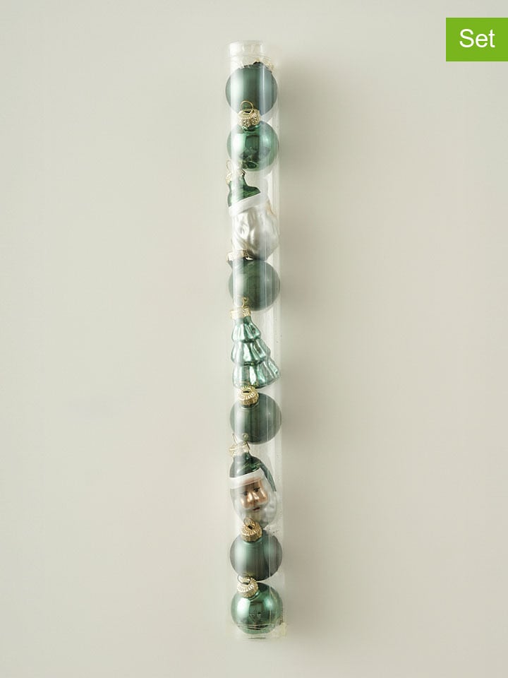 BELLA MAISON Bombki (9 szt.) w kolorze ciemnozielono-białym rozmiar: onesize