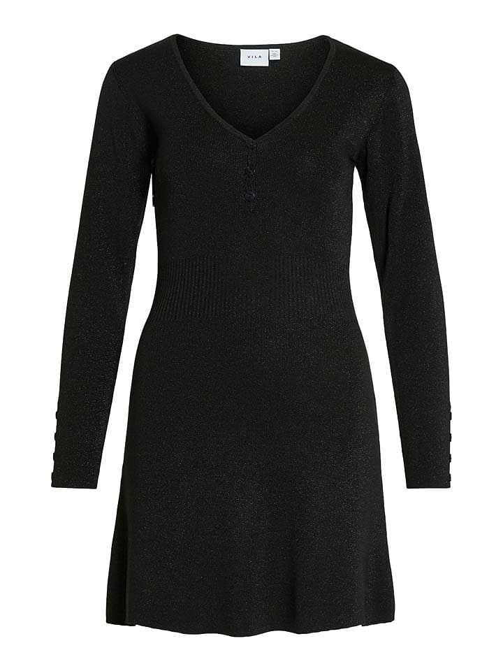 Vila Sukienka dzianinowa w kolorze czarnym rozmiar: XS
