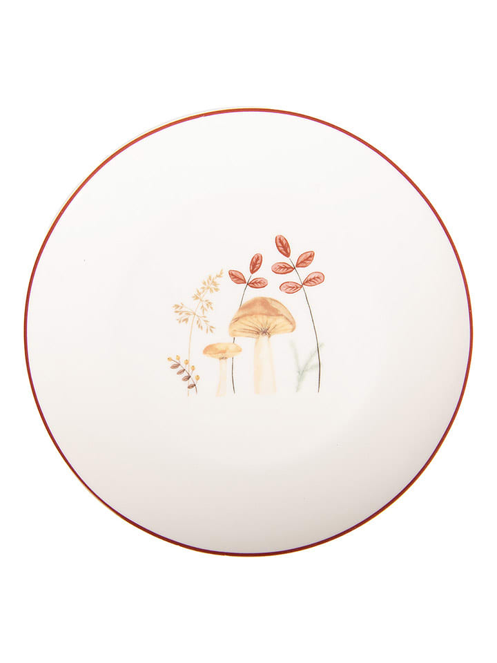 Clayre & Eef Talerz śniadaniowy w kolorze biało-czerwonym - Ø 20 cm rozmiar: onesize