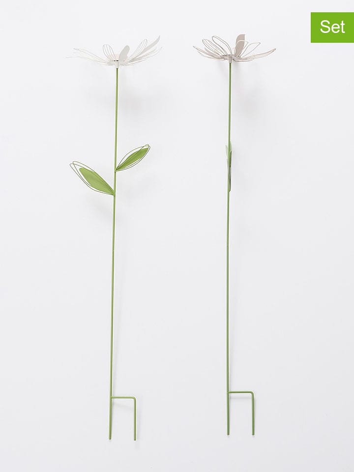 Boltze Dekoracje ogrodowe (2 szt.) "Darina" w kolorze biało-zielonym - wys. 100 cm rozmiar: onesize