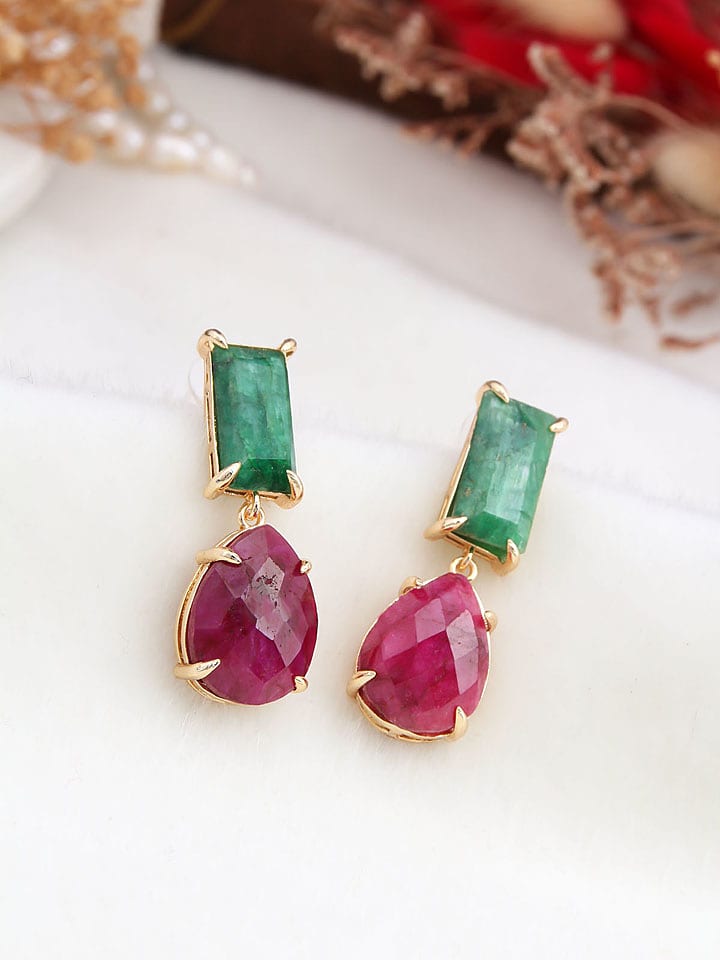 Pierres de Jade Pozłacane kolczyki-wkrętki z agatami rozmiar: onesize