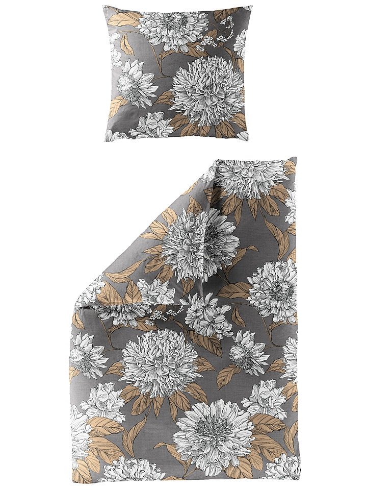 Bierbaum Komplet pościeli satynowej w kolorze jasnoszaro-beżowym rozmiar: 155x220 cm