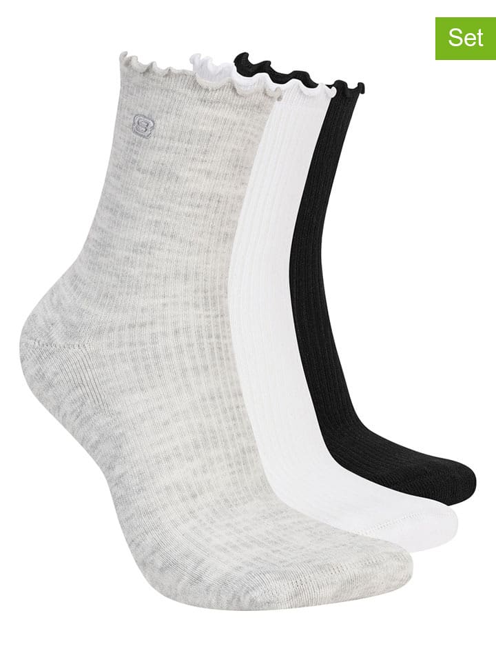 Skechers Skarpety (6 par) w kolorze białym, szarym i czarnym rozmiar: 27-30