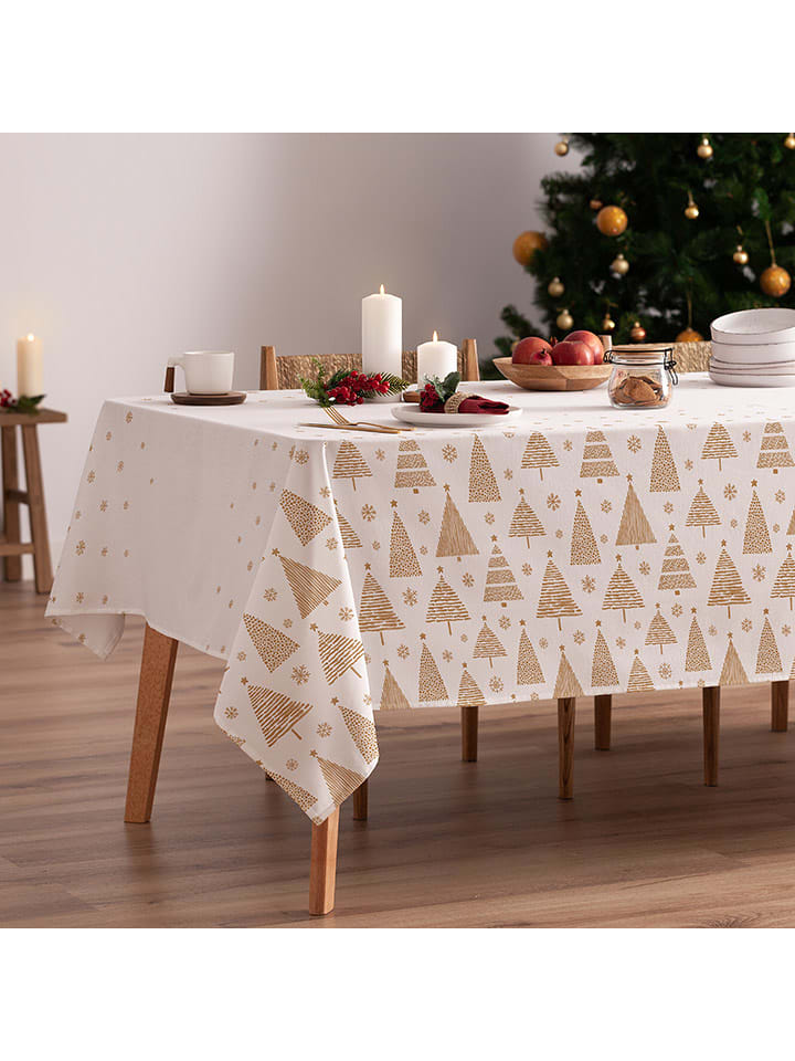 Mint Rugs Obrus "Christmas Zuria" w kolorze biało-musztardowym rozmiar: 155x240 cm