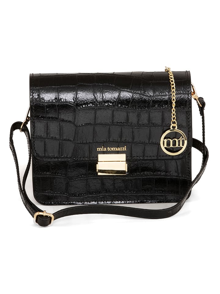 Mia Tomazzi Skórzana torebka w kolorze czarnym - 23 x 18 x 7 cm rozmiar: onesize