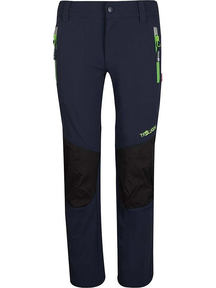 Trollkids Spodnie softshellowe "Lysefjord" w kolorze granatowo-zielonym rozmiar: 110