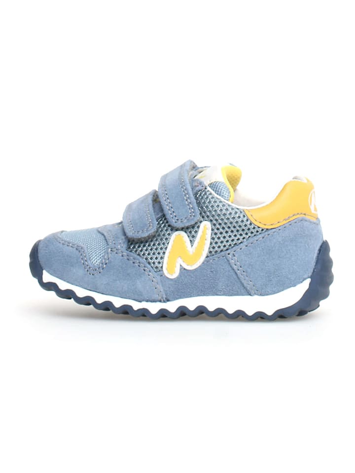 Naturino Skórzane sneakersy "Sanny" w kolorze błękitno-żółtym rozmiar: 28