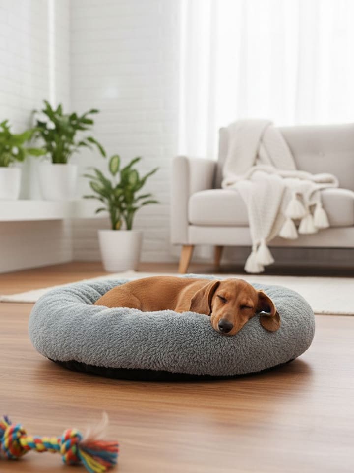 Paws&Whiskers Legowisko "Pugalo" w kolorze szarym dla psa rozmiar: 47x47x10 cm