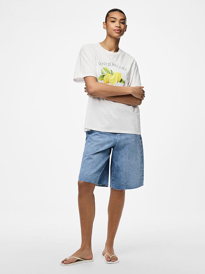 Pieces Koszulka "Thea" w kolorze białym rozmiar: L