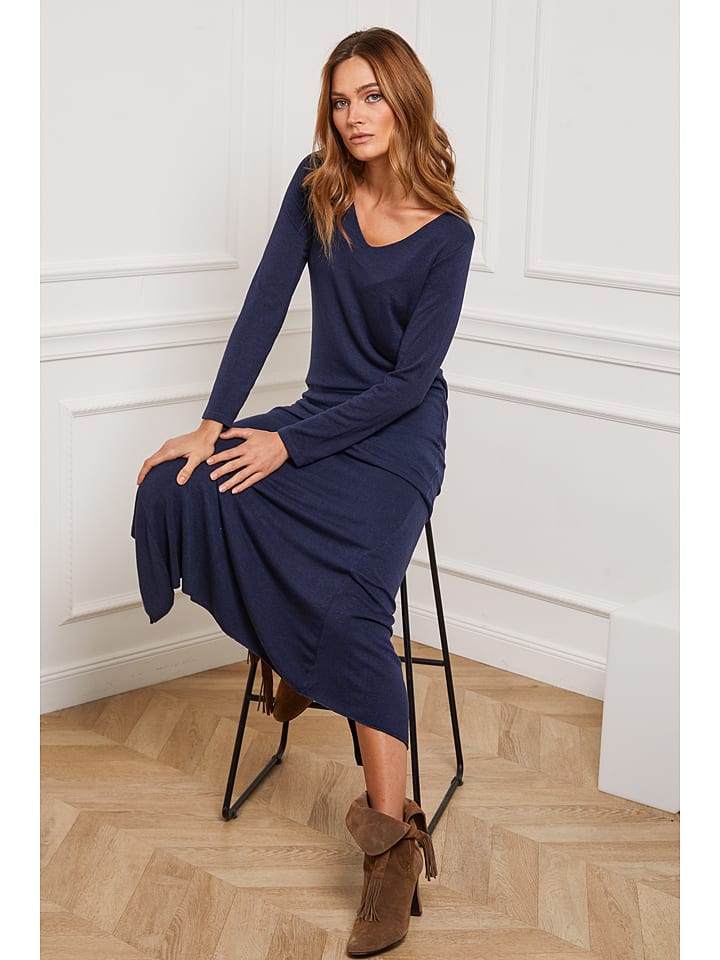 Joséfine Sukienka dzianinowa "Dovel" w kolorze granatowym rozmiar: S