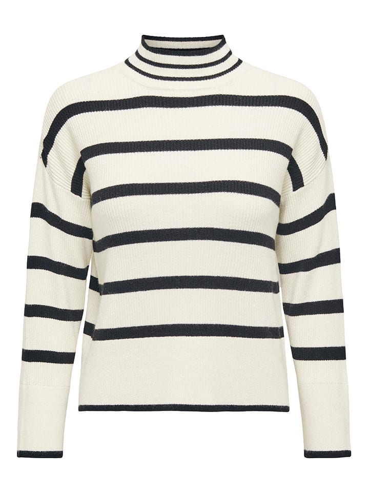 ONLY Sweter "Ibi" w kolorze kremowo-czarnym rozmiar: L
