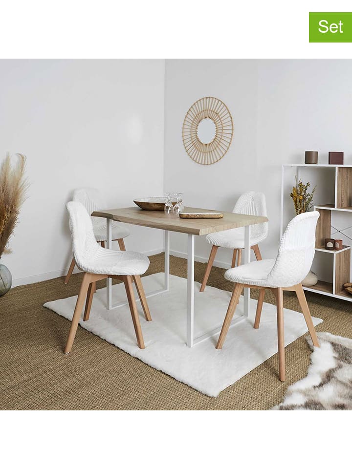 THE HOME DECO FACTORY Krzesła (4 szt.) w kolorze białym - 47 x 87 x 52 cm rozmiar: onesize