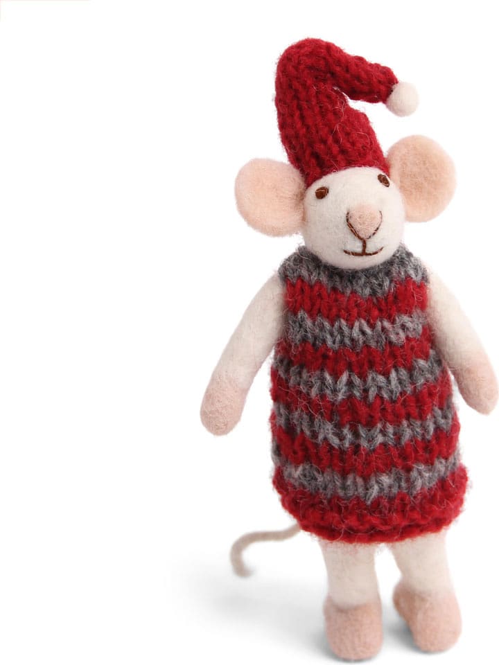 Gry & Sif Figurka dekoracyjna "Mouse" w kolorze kremowo-czerwonym - 4 x 14 x 3 cm rozmiar: onesize