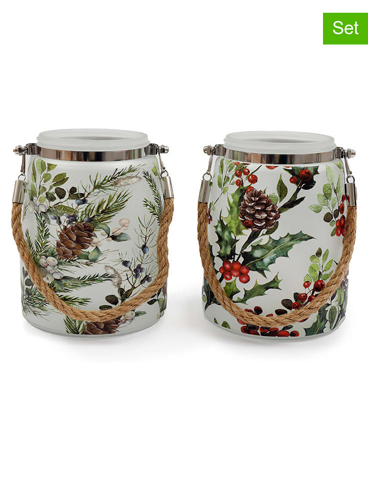 SiL Interiors Lampiony (2 szt.) ze wzorem - wys. 16 x Ø 10 cm rozmiar: onesize