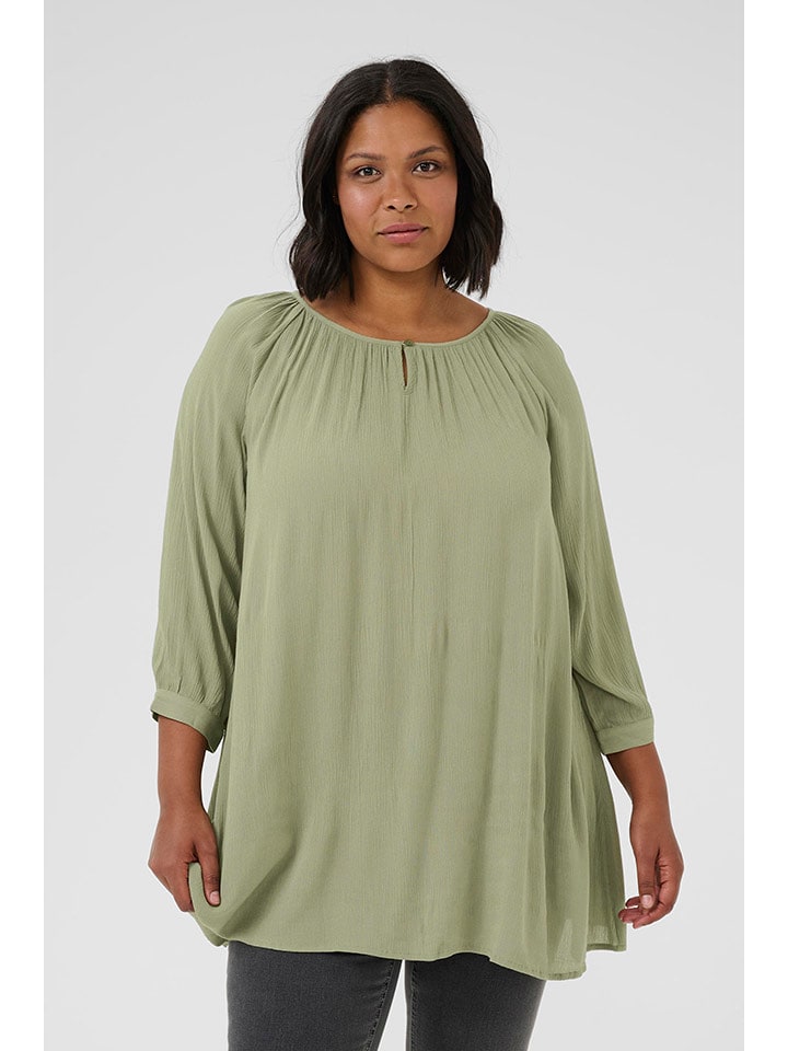 KAFFE curve Tunika w kolorze oliwkowym rozmiar: 52