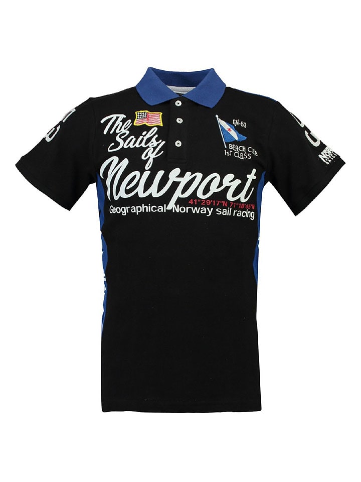 Geographical Norway Koszulka polo "Kayport" w kolorze czarno-niebieskim rozmiar: 152