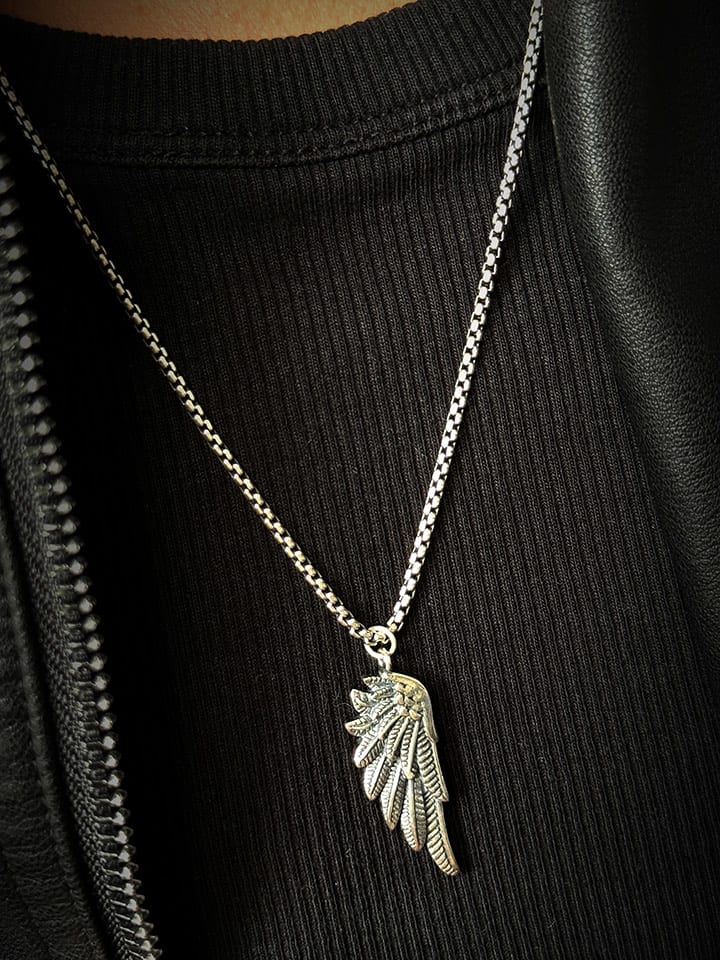 Uomo Srebrny naszyjnik z zawieszką - dł. 55 cm rozmiar: onesize