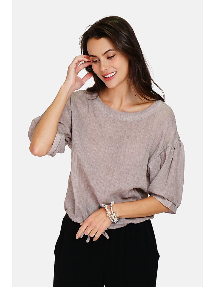 Le Jardin du Lin Lniana bluzka w kolorze szarobrązowym rozmiar: 36