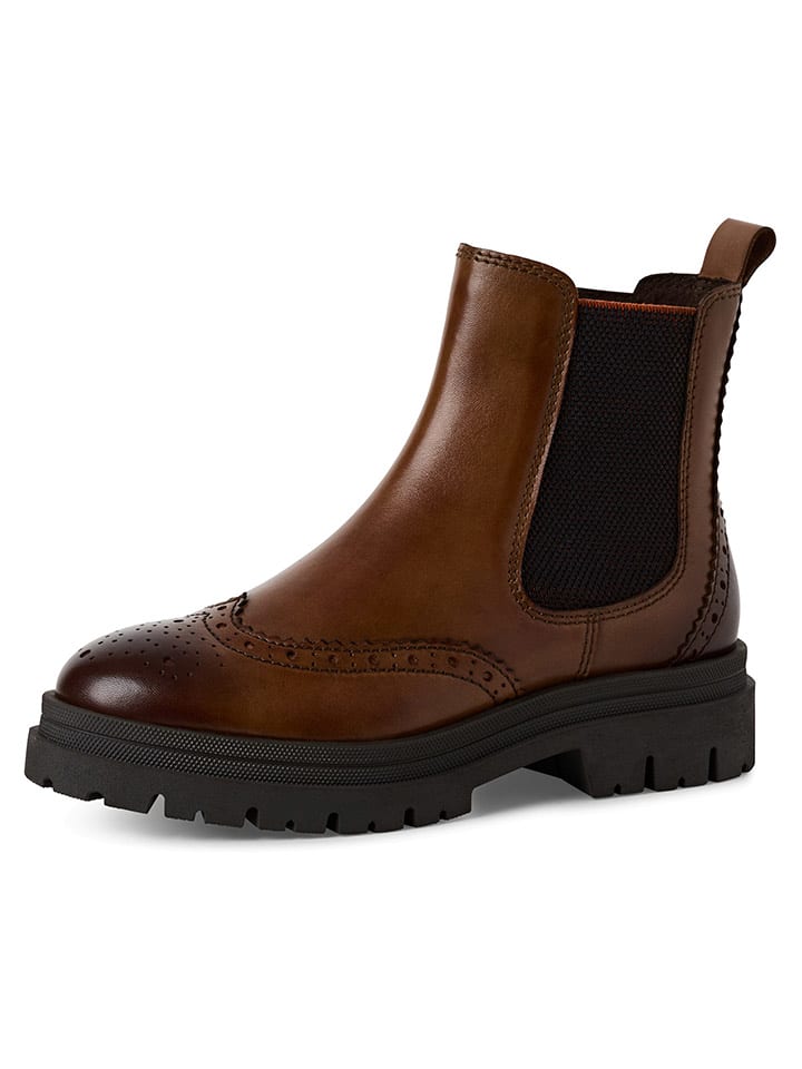 Marco Tozzi Skórzane botki w kolorze brązowym rozmiar: 38