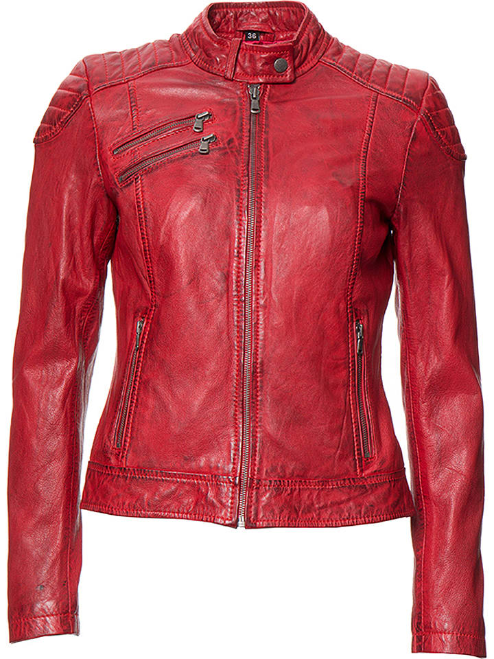 7eleven Skórzana kurtka "Riviera" w kolorze czerwonym rozmiar: 44