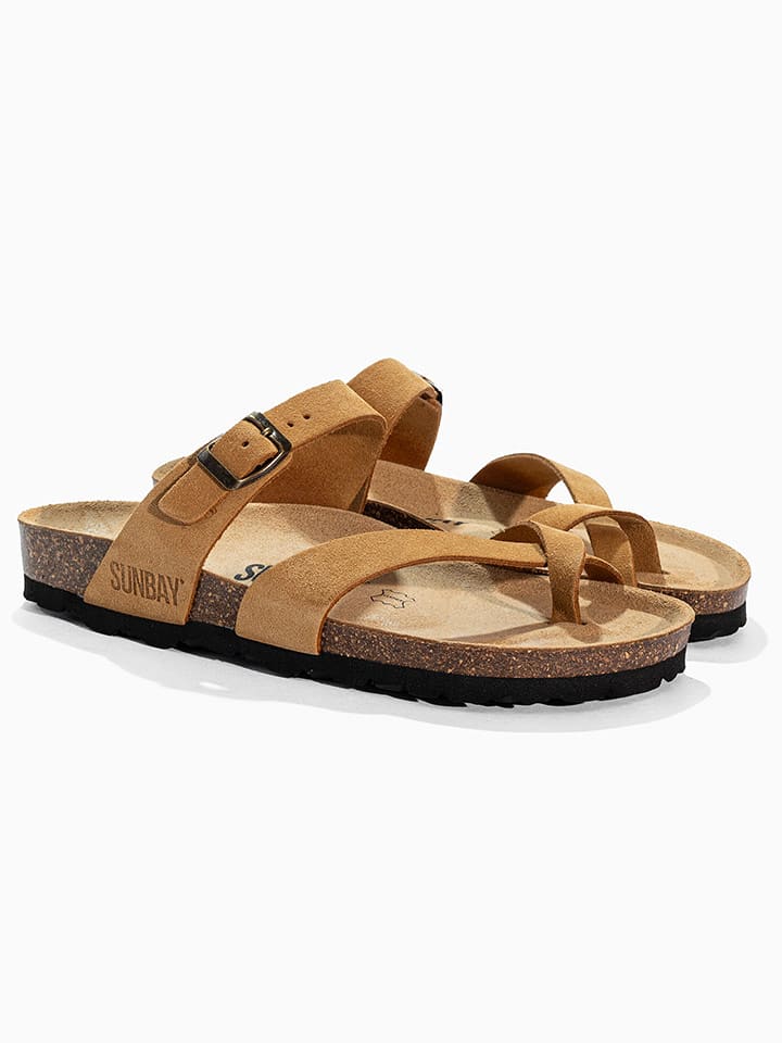 Sunbay Skórzane japonki "Tulipe" w kolorze jasnobrązowym rozmiar: 39