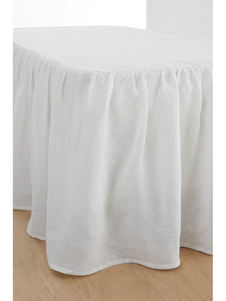 Ellos Home Lniana falbana "Candice" w kolorze białym na łóżko rozmiar: 120x200 cm