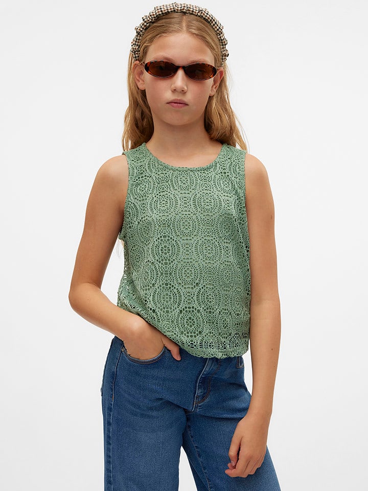 Vero Moda Girl Top "Maya" w kolorze zielonym rozmiar: 146/152