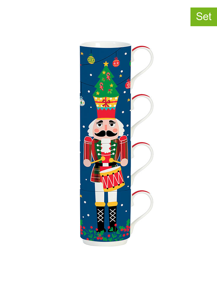 Easy Life Kubki (4 szt.) "Christmas Tambourine" w kolorze niebiesko-czerwonym - 275 ml rozmiar: onesize