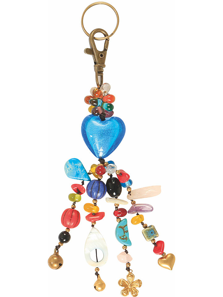 Overbeck and Friends Brelok "Heart" w kolorze błękitnym ze wzorem - 18 cm rozmiar: onesize