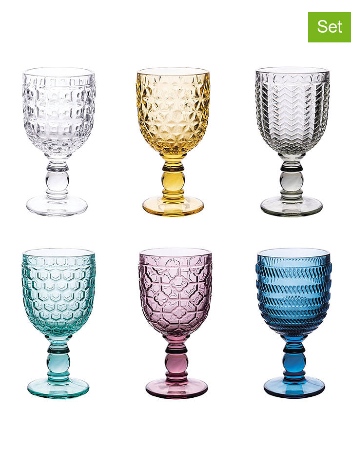 Villa d´Este Kieliszki (6 szt.) "Geometrie" w różnych kolorach - 310 ml rozmiar: onesize