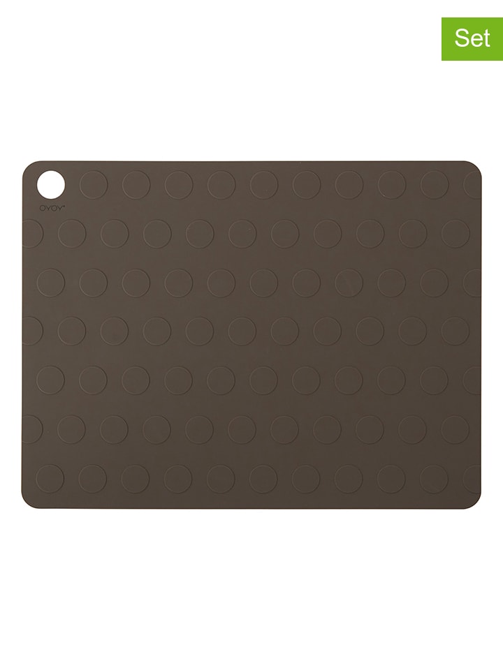 OYOY living design Podkładki stołowe (2 szt.) "Dotto" w kolorze ciemnobrązowym - 45 x 35 cm rozmiar: onesize