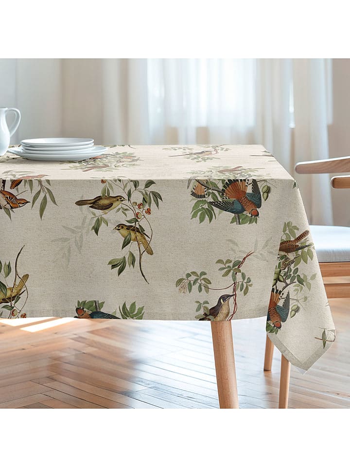 Mint Rugs Obrus "Natural Bird" w kolorze kremowo-zielonym rozmiar: 155x155 cm