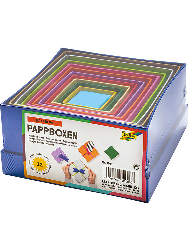 folia PAPER Pudełka kartonowe (12 szt.) "RAINBOW" w różnych kolorach rozmiar: onesize