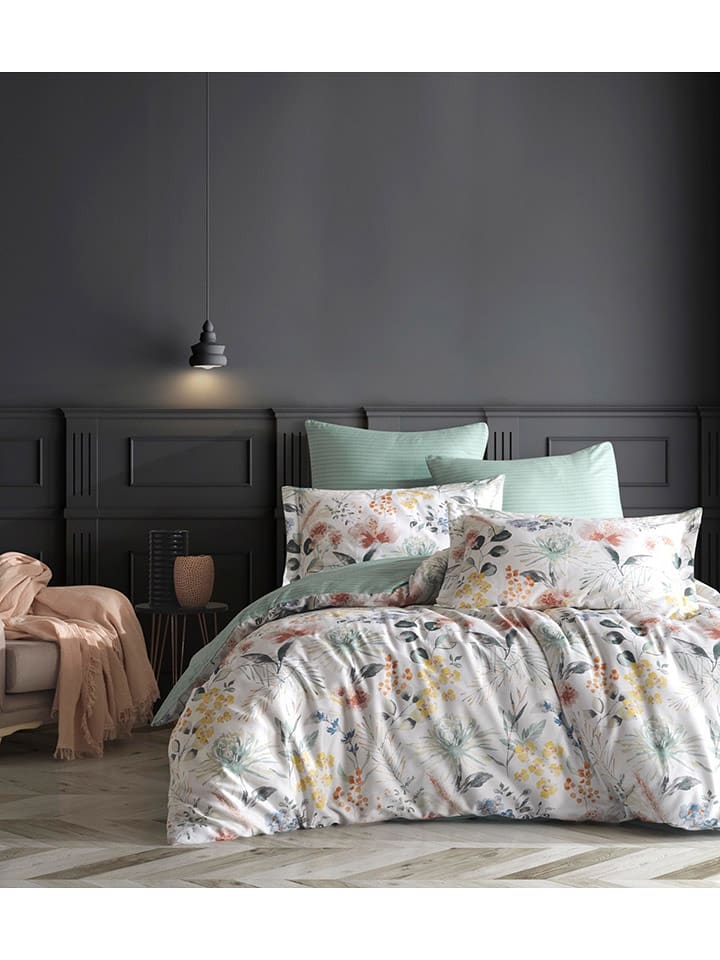 Elizabed Komplet pościeli renforcé w kolorze biało-miętowo-żółtym rozmiar: 135x200 cm