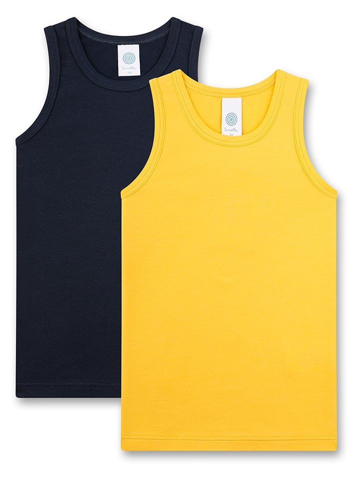 Sanetta Podkoszulki (2 szt.) w kolorze żółtym i granatowym rozmiar: 92