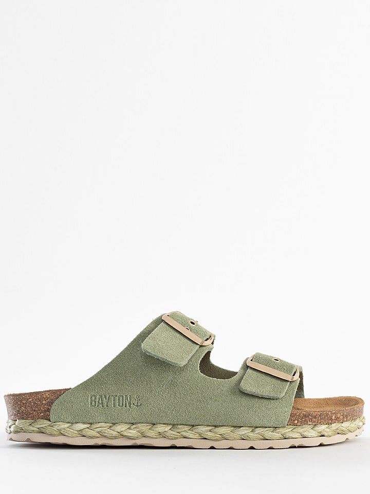 BAYTON Skórzane klapki "Atlas" w kolorze zielonym rozmiar: 37