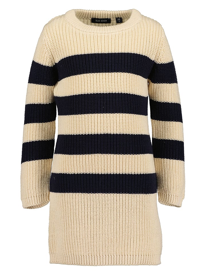 Blue Seven Sukienka dzianinowa w kolorze beżowo-czarnym rozmiar: 92