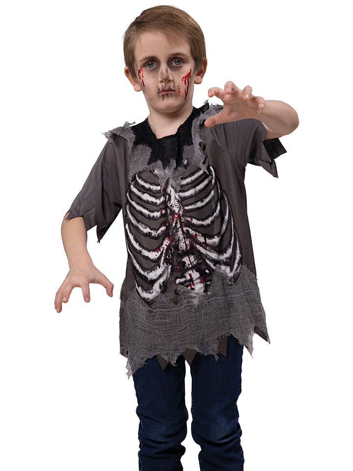 Carnival Party Koszulka kostiumowa "Zombie" w kolorze antracytowym rozmiar: 164