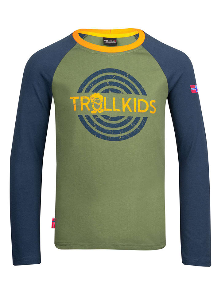 Trollkids Koszulka "Preikestolen" w kolorze khaki rozmiar: 104