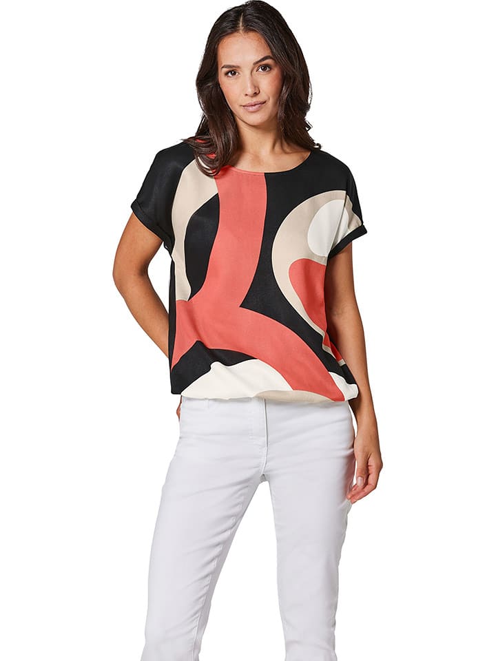 WITT WEIDEN Bluzka w kolorze kremowo-czarno-pomarańczowym rozmiar: 38