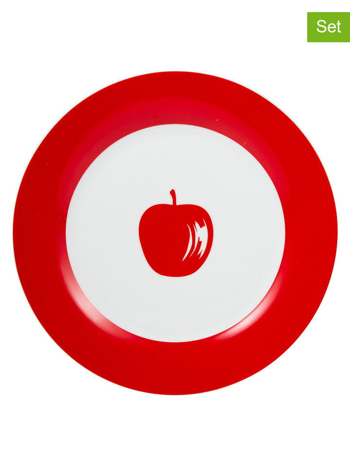 Benetton Talerze obiadowe (4 szt.) w kolorze czerwono-białym - Ø 26,5 cm rozmiar: onesize