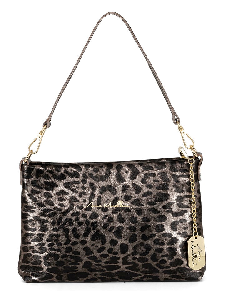 Anna Morellini Skórzana torebka "Delfina" w kolorze szarym - 25 x 16 x 4 cm rozmiar: onesize