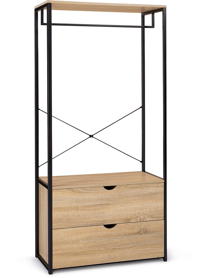 IDOMYA Essentials Garderoba "Memphis" w kolorze jasnobrązowo-czarnym - 80 x 167 x 40 cm rozmiar: onesize