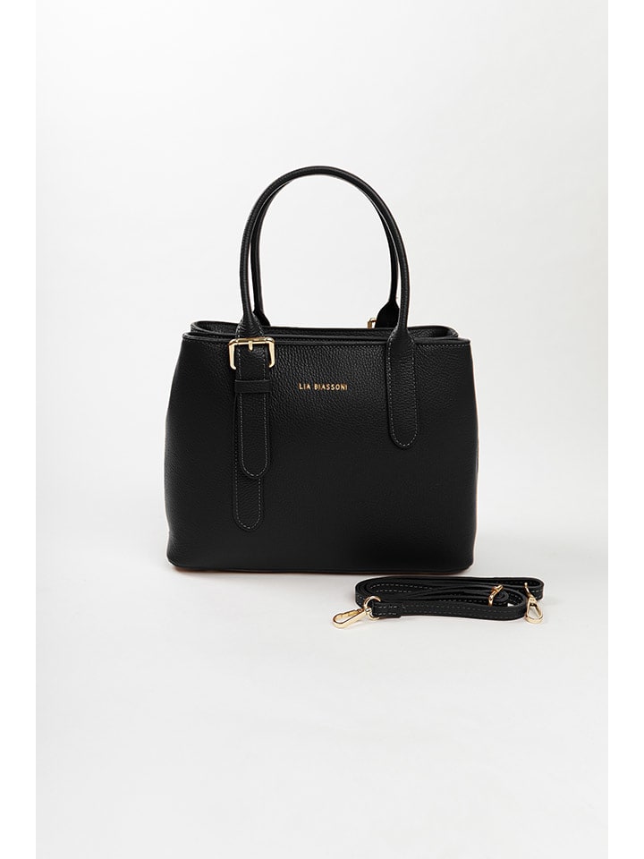 Lia Biassoni Skórzana torebka w kolorze czarnym - 33 x 25 x 11 cm rozmiar: onesize