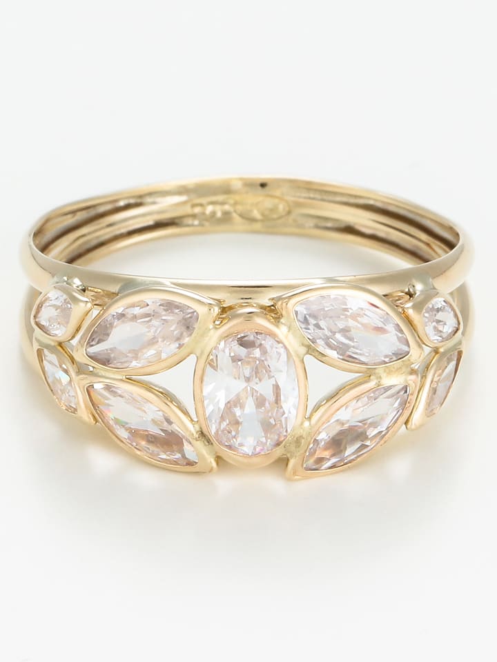 L instant d Or Złoty pierścionek "Petra" z cyrkoniami rozmiar: 54