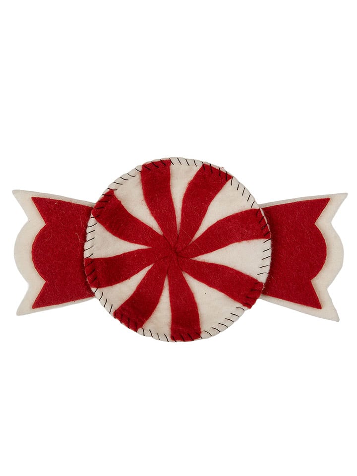 Clayre & Eef Filcowa miska dekoracyjna "Bonbon" w kolorze biało-czerwonym - 30 x 18 cm rozmiar: onesize