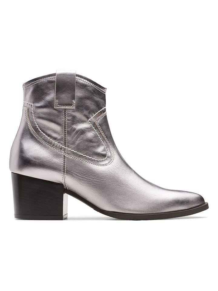 Clarks Skórzane botki "Elder Rae" w kolorze srebrnym rozmiar: 40
