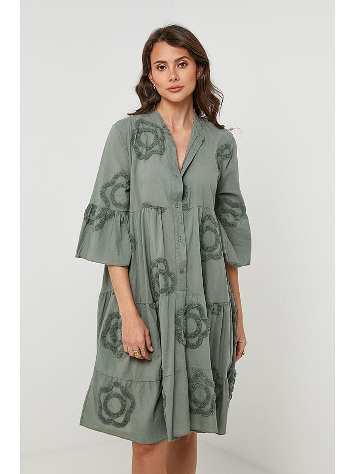 Lin Passion Lniana sukienka w kolorze khaki rozmiar: 38/40